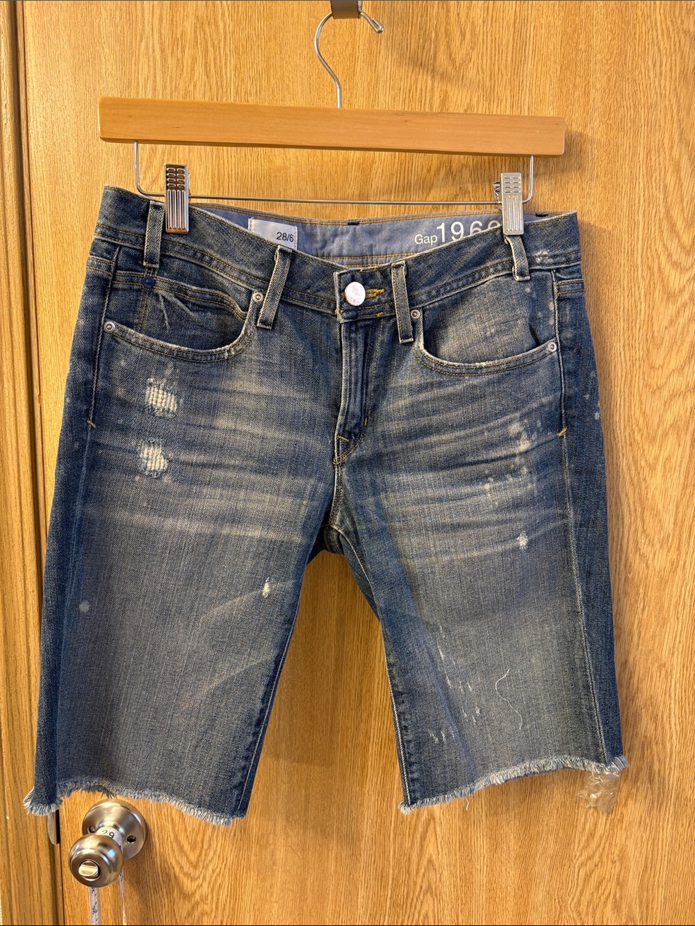 GAP Light Blue Denim Bermuda Shorts with Contrast Stitching
